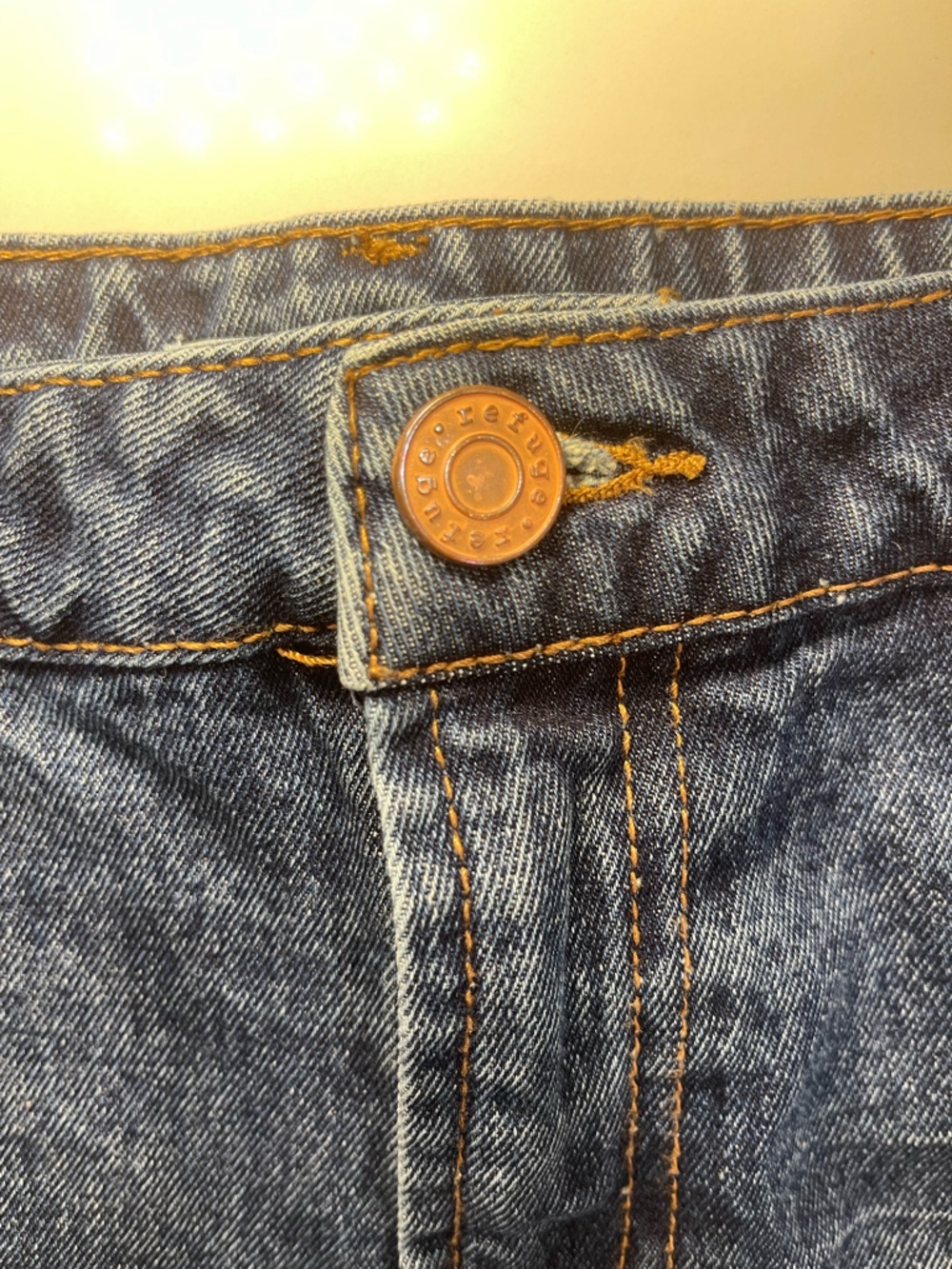 Refuge Mid-Rise Distressed Denim Shorts - Blue - Picture 11 of 14